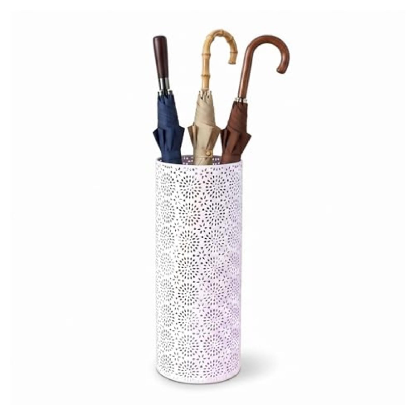 FVDZRFIE Umbrella Stand Metal Umbrella Stand Rack For Entryway, Standing Metal Holder, Round Organizer Bin With 3 Hooks