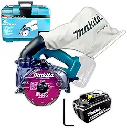 Serra Mármore Makita DCC500ZKX1 À Bateria C/Maleta Portátil 18V BL1850B Corte Reto Chanfrado em Pedra Porcelanato Concreto Profissional