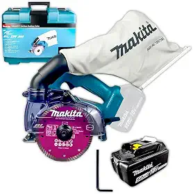 Serra Mármore Makita DCC500ZKX1 À Bateria C/Maleta Portátil 18V BL1850B Corte Reto Chanfrado em Pedra Porcelanato Concreto Profissional