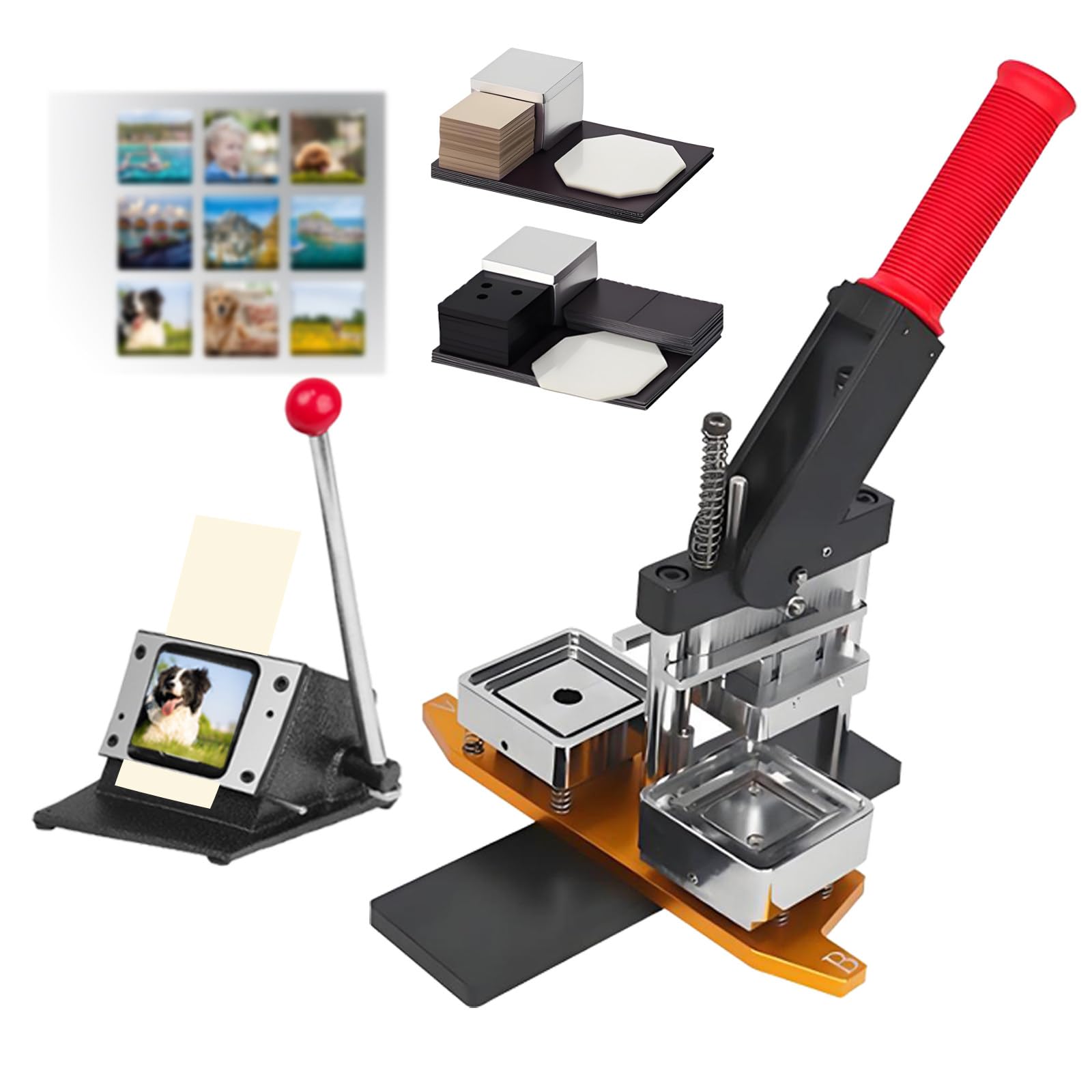 Fotomagnet-Maschinen-Set, DIY-Knopf-Magnetpresse mit 1000 Acryl-Verbrauchsmaterialien für Kühlschrank-Metalltür, 5,1 x 5,1 cm
