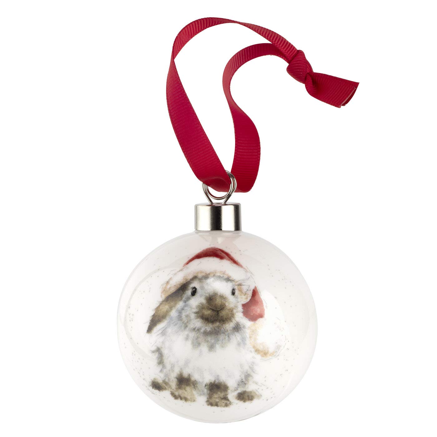 PortmeirionRoyal Worcester Hanging Ornament - Ho Ho Ho Bauble with Rabbit Motif, Fine Bone China Holiday & Christmas Decor, Hand-Painted Animal Design for Festive Cheer & Tree Decoration