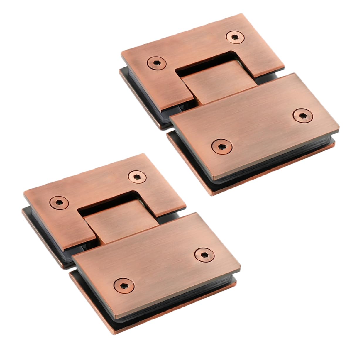 Glass Door Hinges,2 Pack 180 Degree Frameless, Heavy Duty 304 Stainless Steel to Hinge Bathroom Gate Clamp for 8-12mm(Antique Copper)