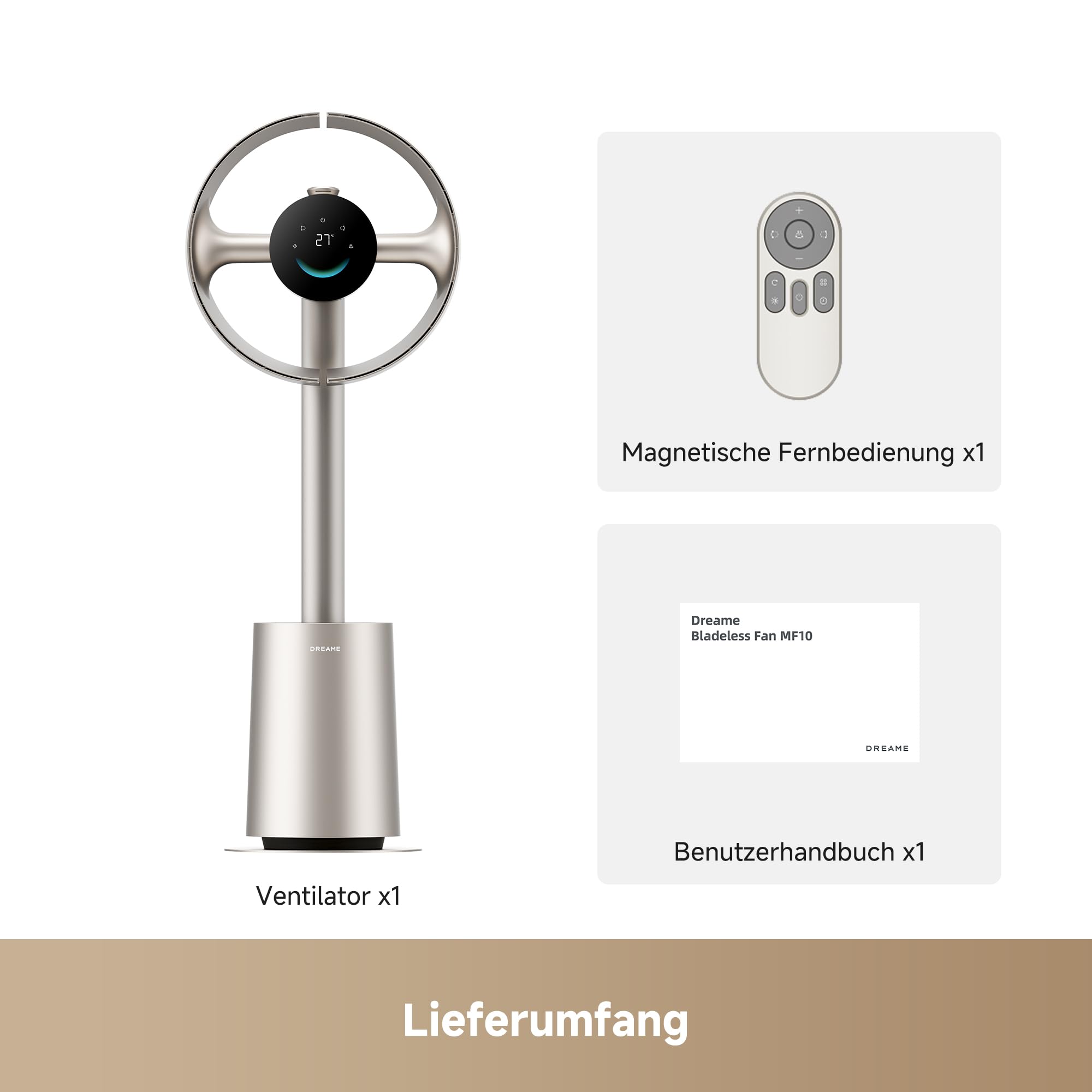dreame MF10 Der flügellose Ventilator mit 270°-Raumluftstrom für die Zirkulation im gesamten Raum, temperaturadaptiver Luftstrom, intelligenter Windstrom, waschbarer Filter