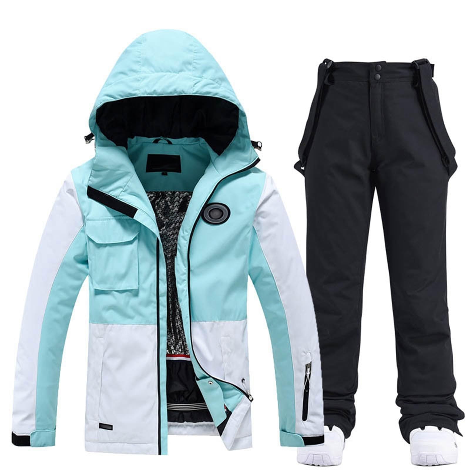 Skianzug Damen 2 Teilig Set: Skijacke und Skihose Große Größen Skianzüge Winddicht Schneeanzug Zweiteiler Skioverall Warme Ski Anzug Snowboardjacke Wasserdicht