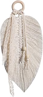 Cabilock 1Pc Handmade Leaf Tassel Tapestry Elegant Wall Hanging Decor for Home Boho Style Woven Art Design for Living Room Bedroom and Nursery Beige