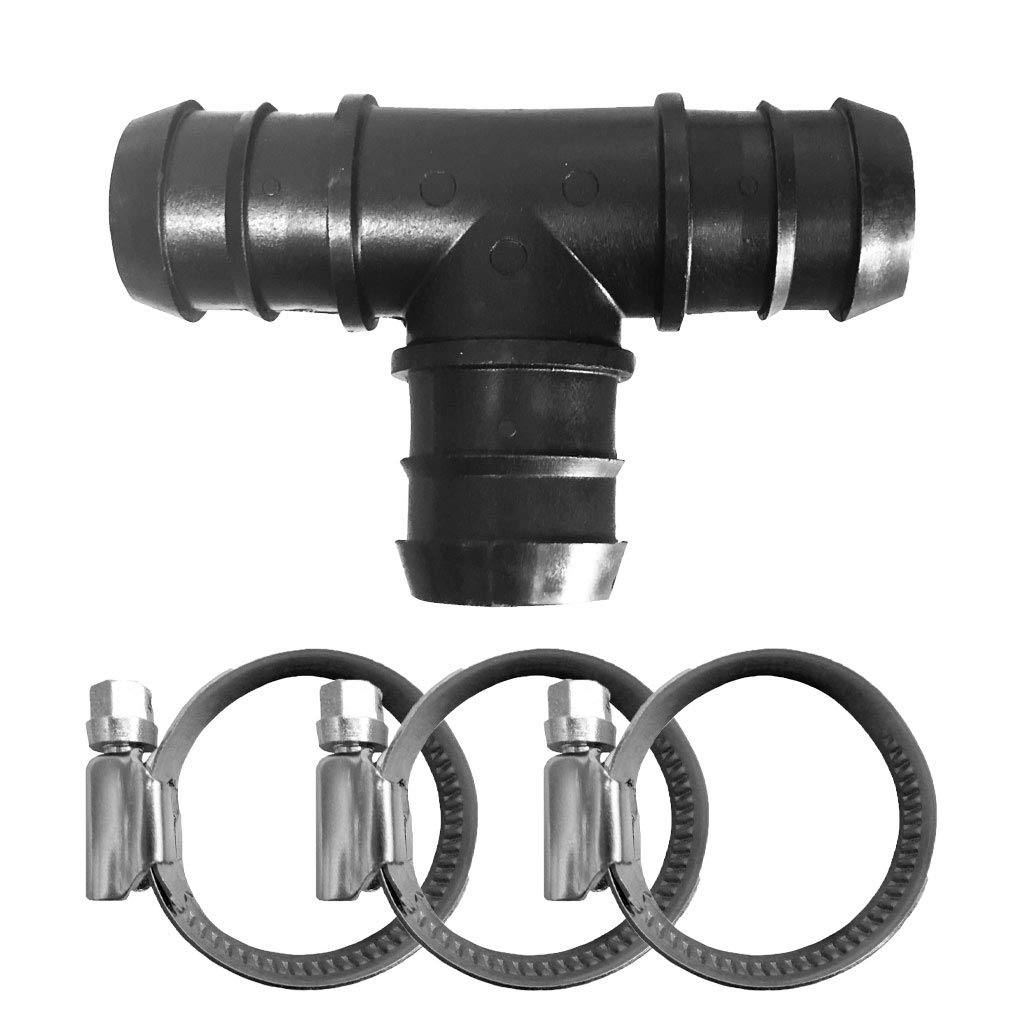 Well2wellness Connettore A T Per Tubi Da 32 Mm Con 3 Fascette - Raccordo Idraulico Nero - 2