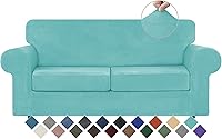 Vista 210 de WEERRW Fundas de terciopelo para sofá de 2 cojines, fundas de sofá de felpa de terciopelo de lujo de alta elasticidad, con parte inferior elástica