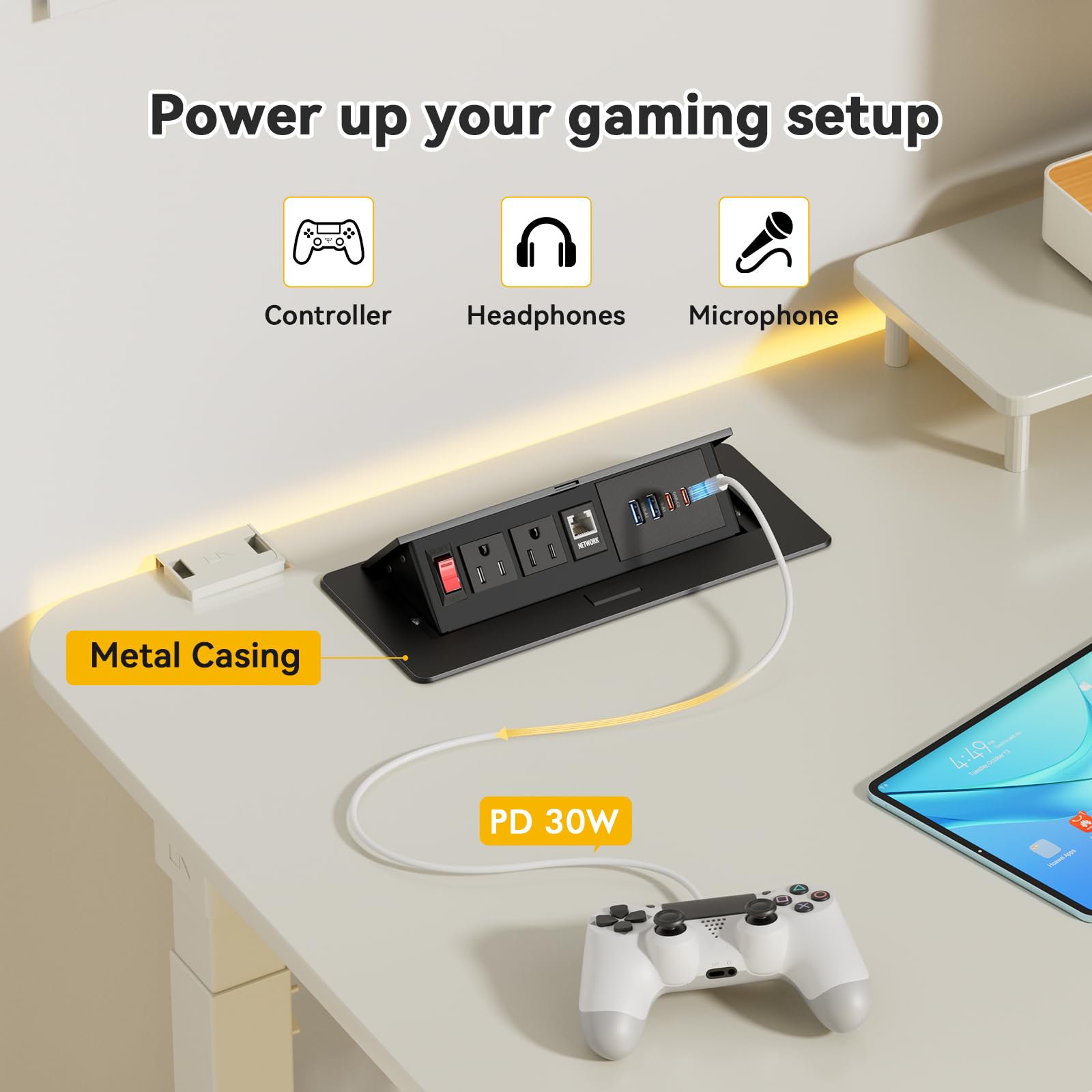 Kungfuking Conference Table Power Outlets with 2 USB C PD 30W, CAT6 Port — Amazon image 3