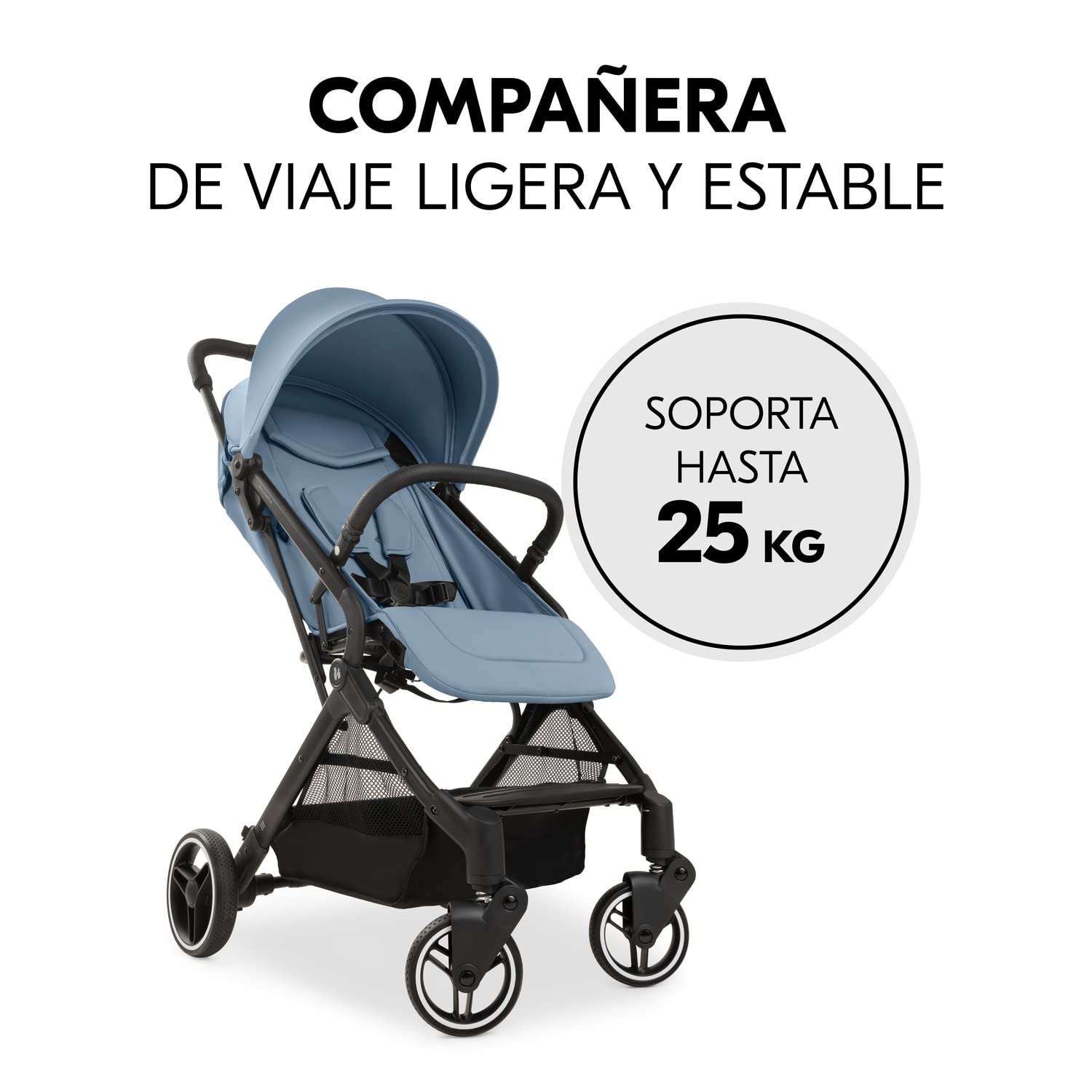 hauck Travel N Care Plus Carrito Bebé Ligero hasta 22 kg - Silla de Paseo Reclinable y Plegable - Ruedas Grandes Antipinchazos - Suspensión - UV 50+ - Cesta Grande - Azul