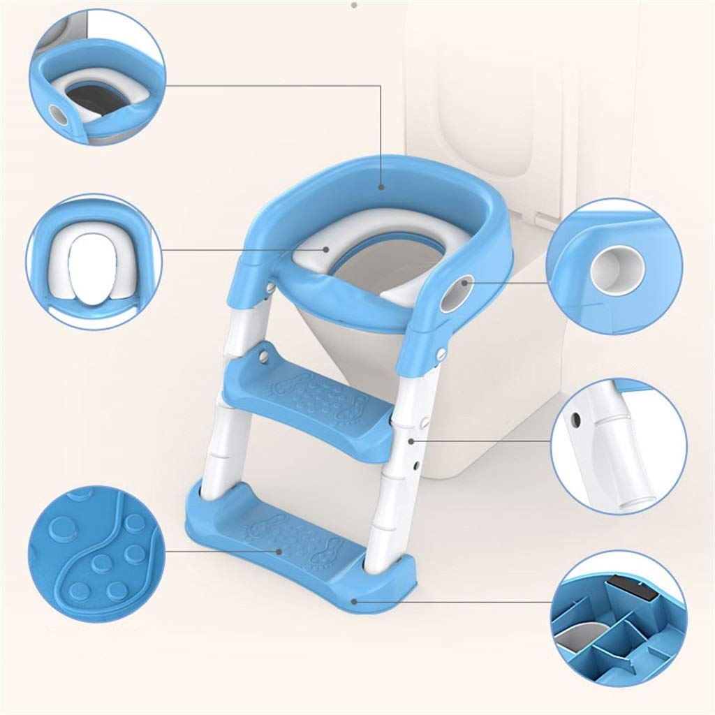 Aseo Escalera Asiento, Antideslizante Baño Asistente Orinal De Entrenamiento Portátil Plegable Ajustable Taburete para Niño Unisex (Color : Rosado)