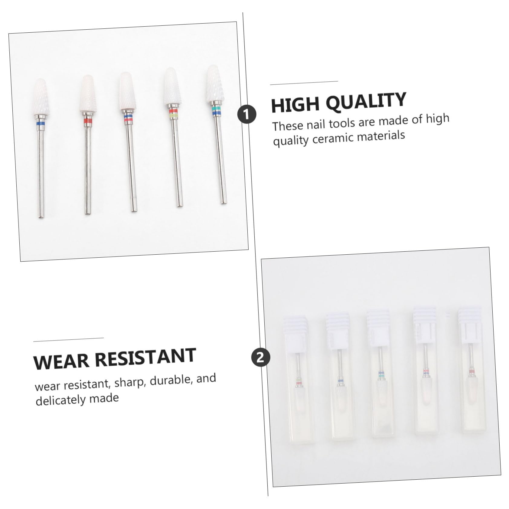 Healeved 10pezzi Punte Per Fresa Unghie Ceramica Strumenti Per Manicure e Pedicure Casual Resistente e Durevole Per Nail Art e Bellezza