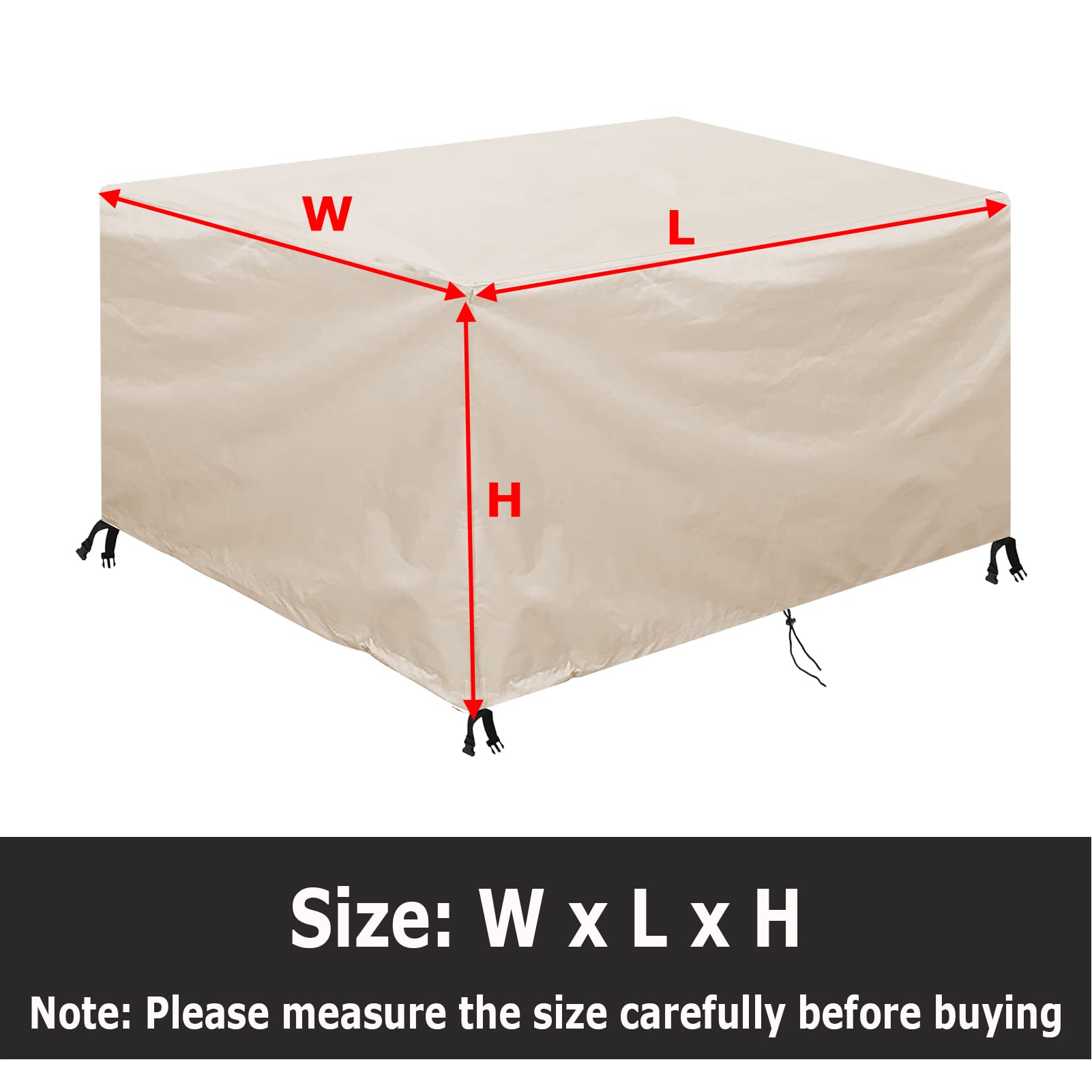 Pokrowiec na meble ogrodowe 300 x 140 x 100 cm wodoodporny i wiatroszczelny pokrowiec na stół tarasowy, wytrzymały materiał Oxford 420D, odporny na promieniowanie UV, prostokątny pokrowiec ochronny na