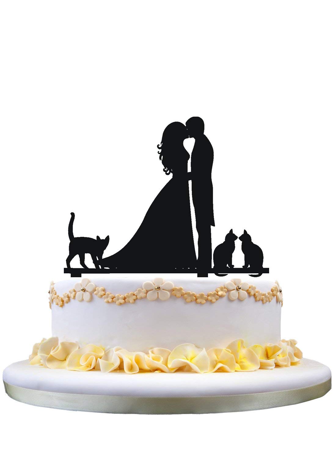 Custom Mountain Wedding Cake Topper - Personalized With Names & Date - Outdoor Bride & Groom Dog Design