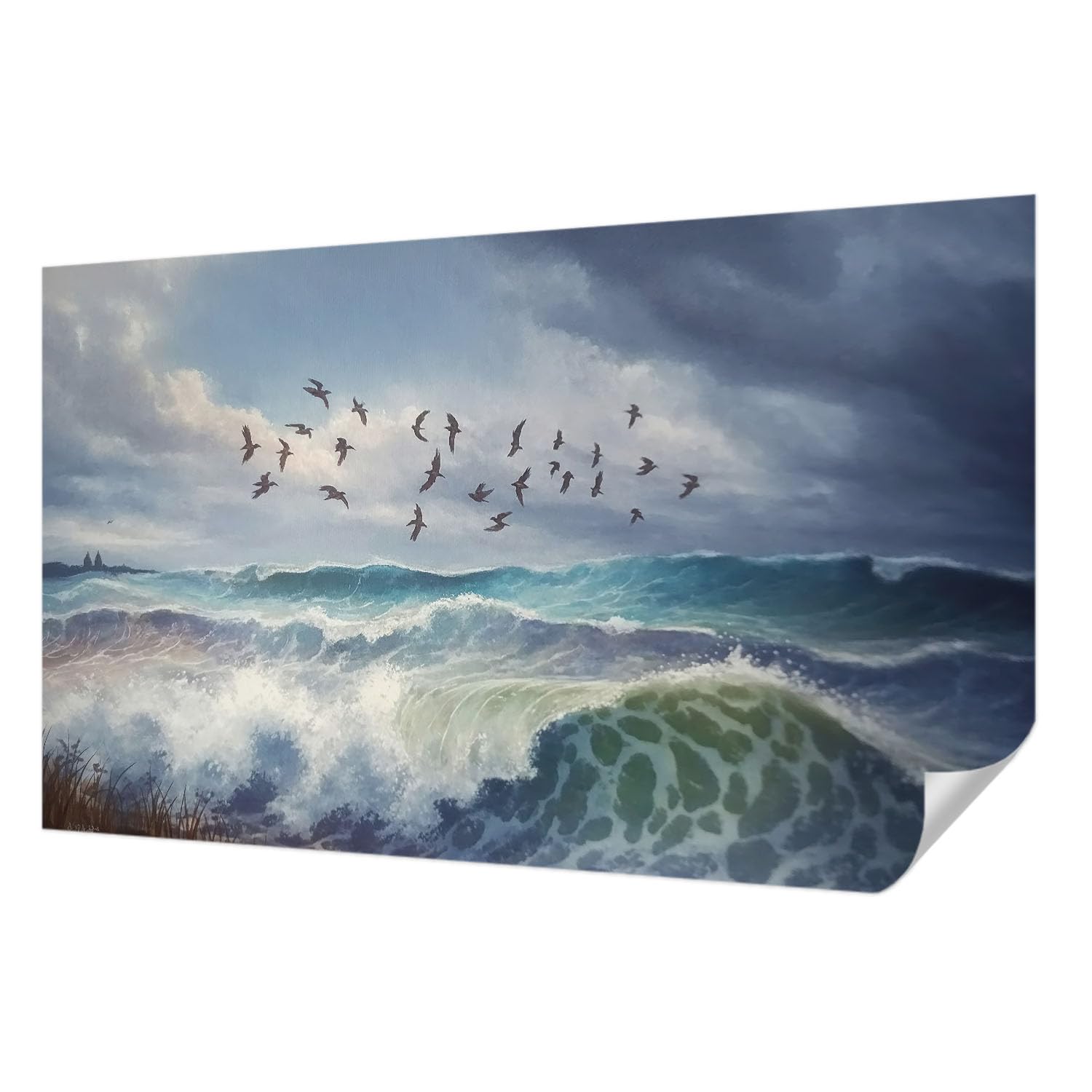 Papier peint auto-adhésif vagues de la mer 416x254 cm Tulup
