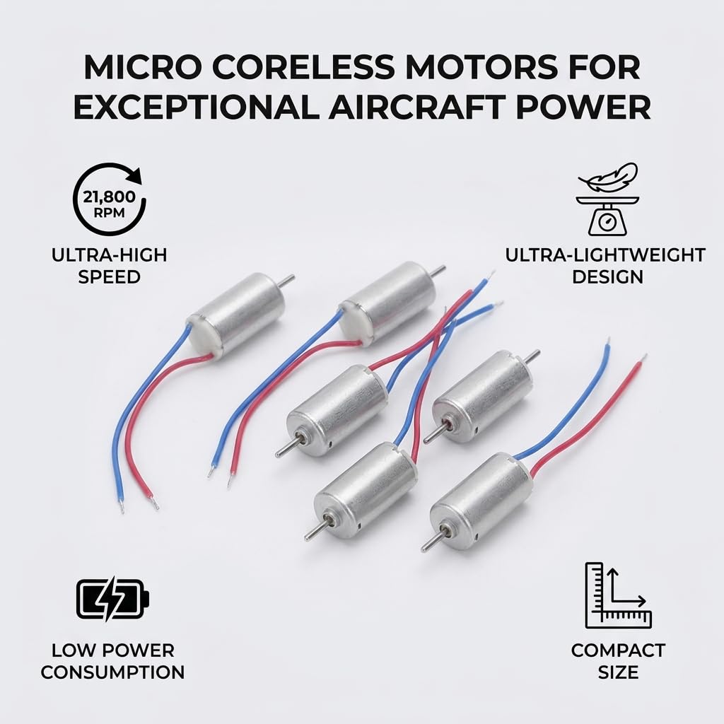 5 Micro Motori Coreless 6x12 Mm, 3.7V 21800 RPM Per Aerei Giocattolo, Droni E Modellismo - 3