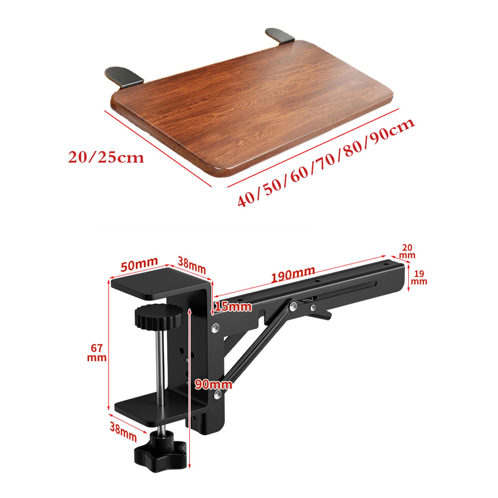 TapferBahn - Bracciolo pieghevole con ripiano salvaspazio per tastiera e supporto da scrivania, supporto senza punzonatura, per casa, ufficio e giochi, design versatile per comfort ed efficienza
