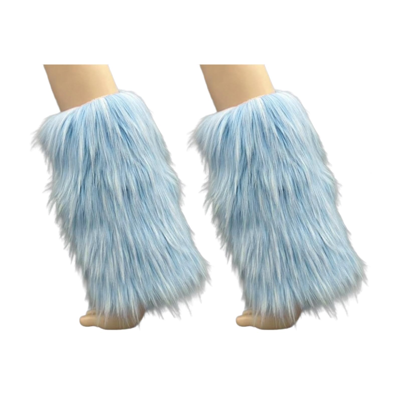 Yuzimei Women's Light Blue Leg Warmer, Fuzzy Faux Furs Leg Warmers Furs Long Cuffs Pair Carnivals Boot Uniform