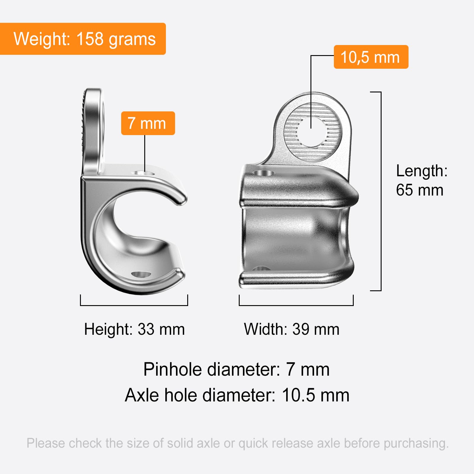 NICEDACK Bicycle Trailer Coupling for Thule Chariot, Axle Coupling for Thule Trailer, Silver, 1 PCS