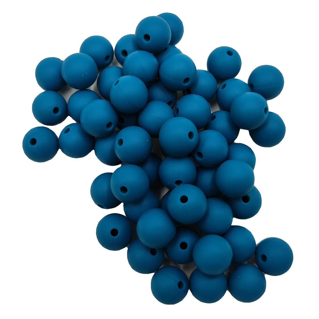 Uxcell 100Pcs Blue Silicone Beads 12mm Round And Lentil For Pen Bracelet Necklace Keychain Diy