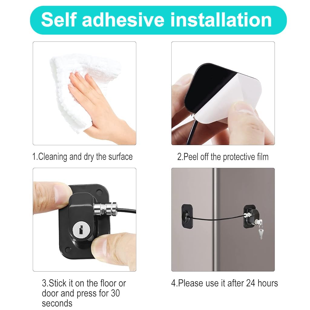 STHIRA Fridge Lock with Key, Self Adhesive Baby Safety for Drawers 1
