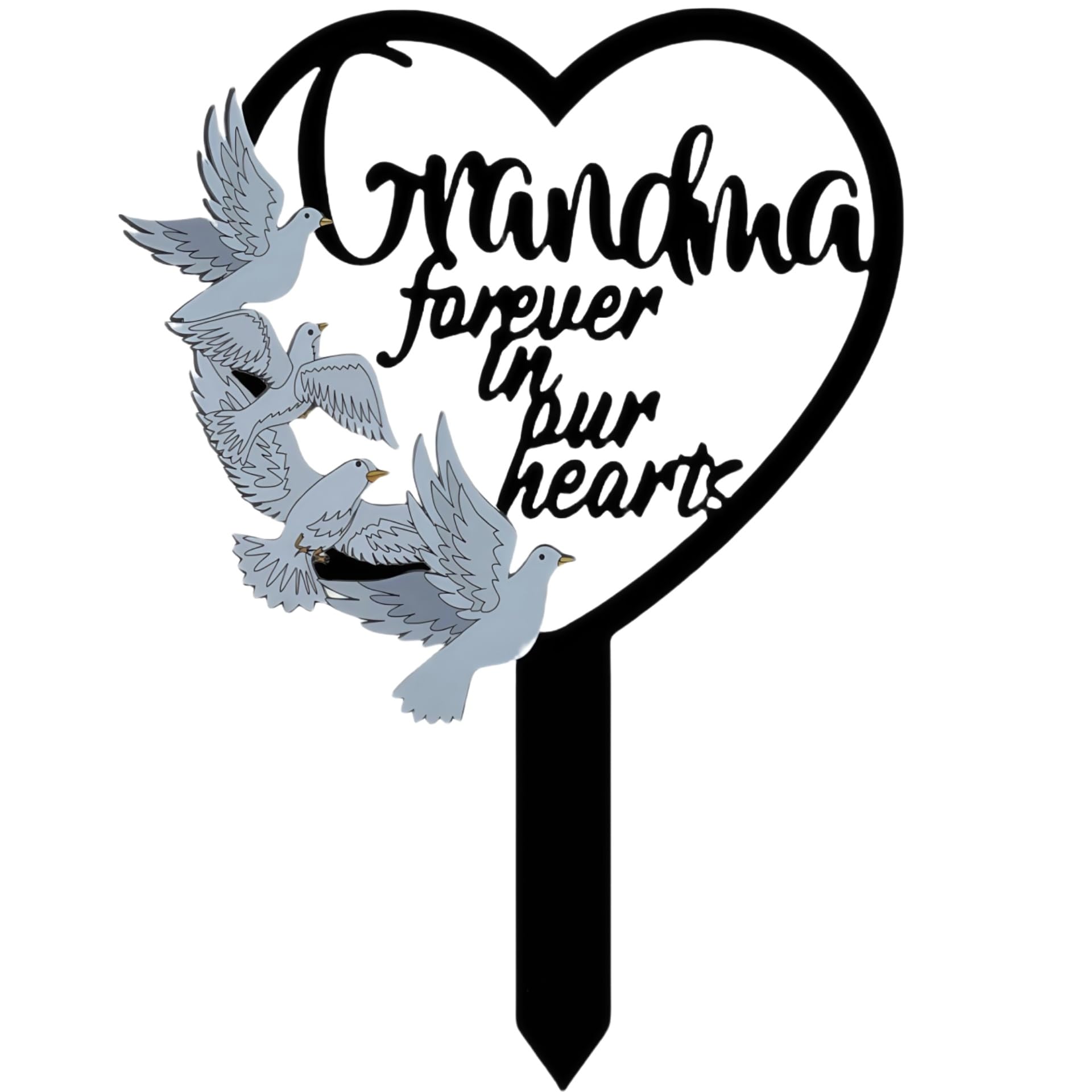 Metal Grandma Memorial Stake Grave Dove Decorations for Cemetery Gravesite Sympathy Markers Waterproof Memorial Gifts for Loss of Grandma Tombstones Plaque Outdoors Lawn Yard Decor (Grandma)