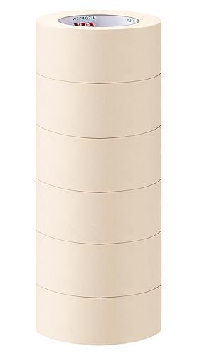 Miniatura 8 de Cinta adhesiva a granel, cinta para pintores de 1.88 pulgadas x 3 rollos (total de 180 yardas), color beige, multisuperficie, de uso general,