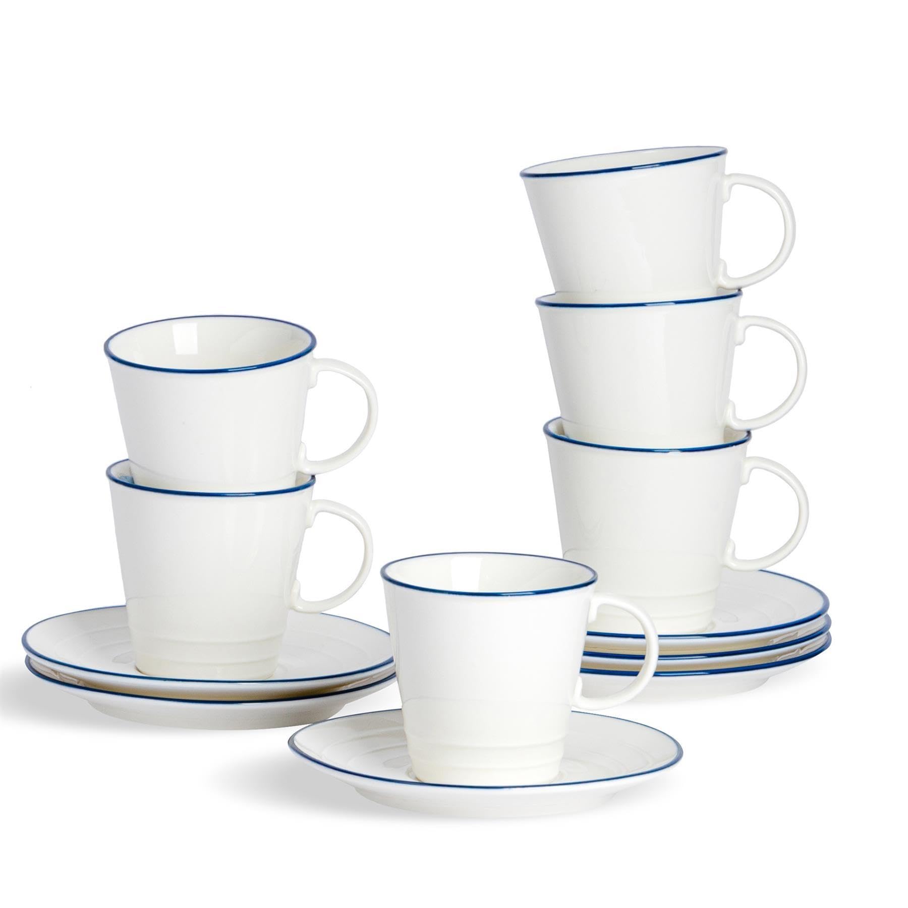 Nicola Spring 12 Piece White Farmhouse Teacups & Saucer Set