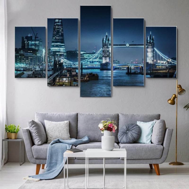 Tableau decoration murale salon en 5 parties - RAPSANI Londres 150x80cm