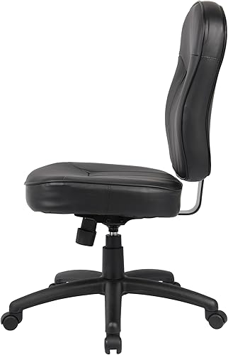 Miniatura 7 de Silla de trabajo Boss ajustable de cuero con posabrazos ajustables, negro