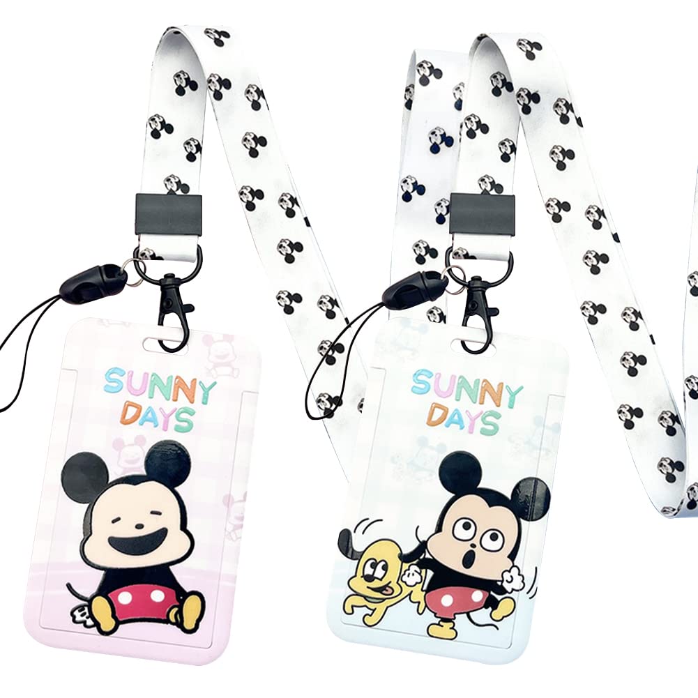 Lanyard, 2 Pcs Neck Strap Card Case Lanyard, with Detachable Lanyard for Office School Supplies, ID Card, Keys