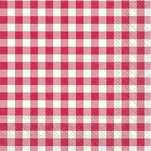 IHR TAVERNA red Big Red Gingham Check Luncheon Paper Table Napkins 20 in a pack 33cm square
