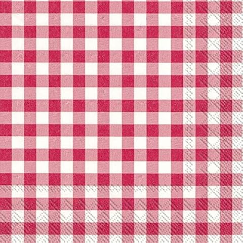IHR TAVERNA red Big Red Gingham Check Luncheon Paper Table Napkins 20 in a pack 33cm square Cover