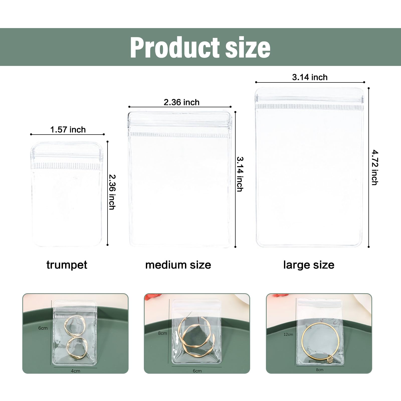 BOYYJING 60 PCS PVC Transparent Bag Storing Jewelry Small Self-Sealing Plastic Zip Clear Bags Zipper Lock Bags Sealable Jewelry Storage Bags for Holding Earring Ring Necklace Jewelry With Storage Bag