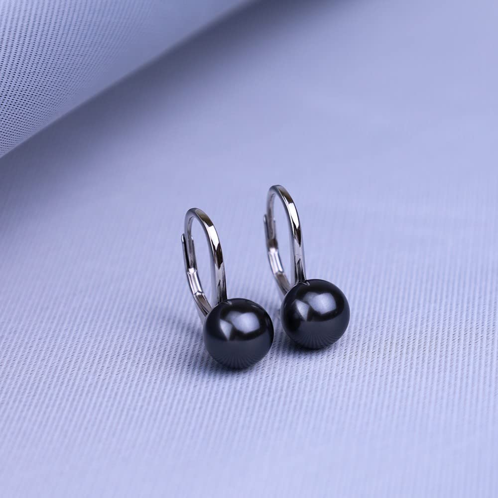 SILVEGO Damen Ohrringe aus 925 Sterling Silber mit weißer, schwarzer oder rosa Perle Swarovski Crystals