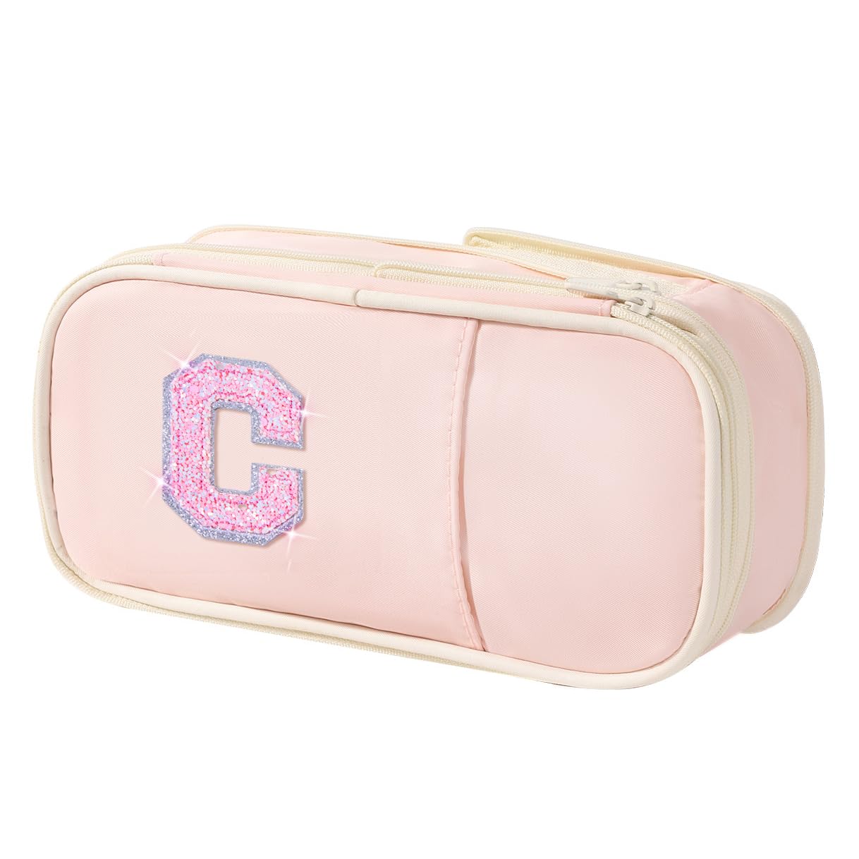 Janhavi Initial Large Capacity Premium Oxford Cute Aesthetic Pencil Case Pouch Bag Special School Supplies Colored Stationery Organizer Gifts for Girls, Women, Adults