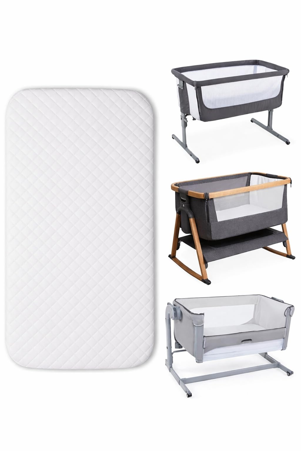 Next2Me Bedside Crib Mattress for Tutti Bambini & Next to Me Bedside Crib - Washable Hypo-Allergenic - Removable Quilted Cover - Extra Thick Size 83 x 51 (2 Inch)
