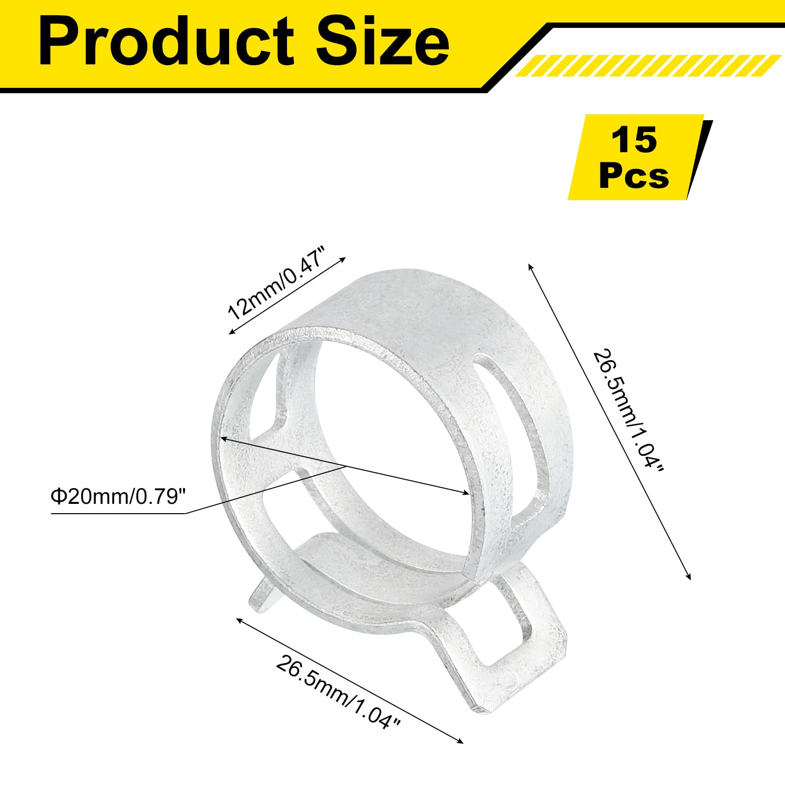 Sourcingmap 15Pcs Spring Band Type Action Fuel/Silicone Vacuum Hose Pipe Clamp - Image 2