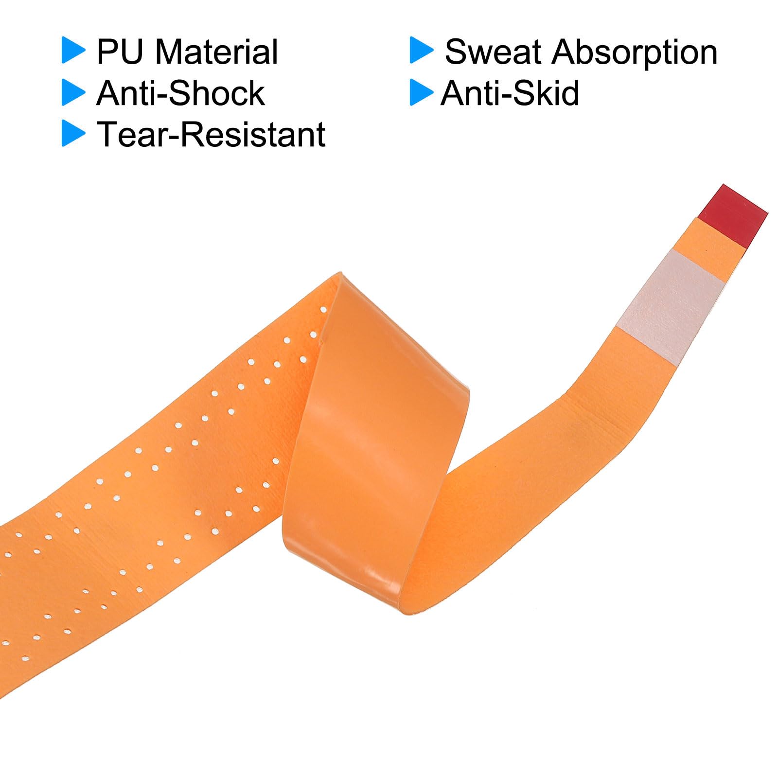 PATIKIL 43.3" Tennis Racket Grip Tape, 9 Pack PU Overgrip Perforated Absorbent Non-Slip for Badminton Fishing Rod Orange - Image 4