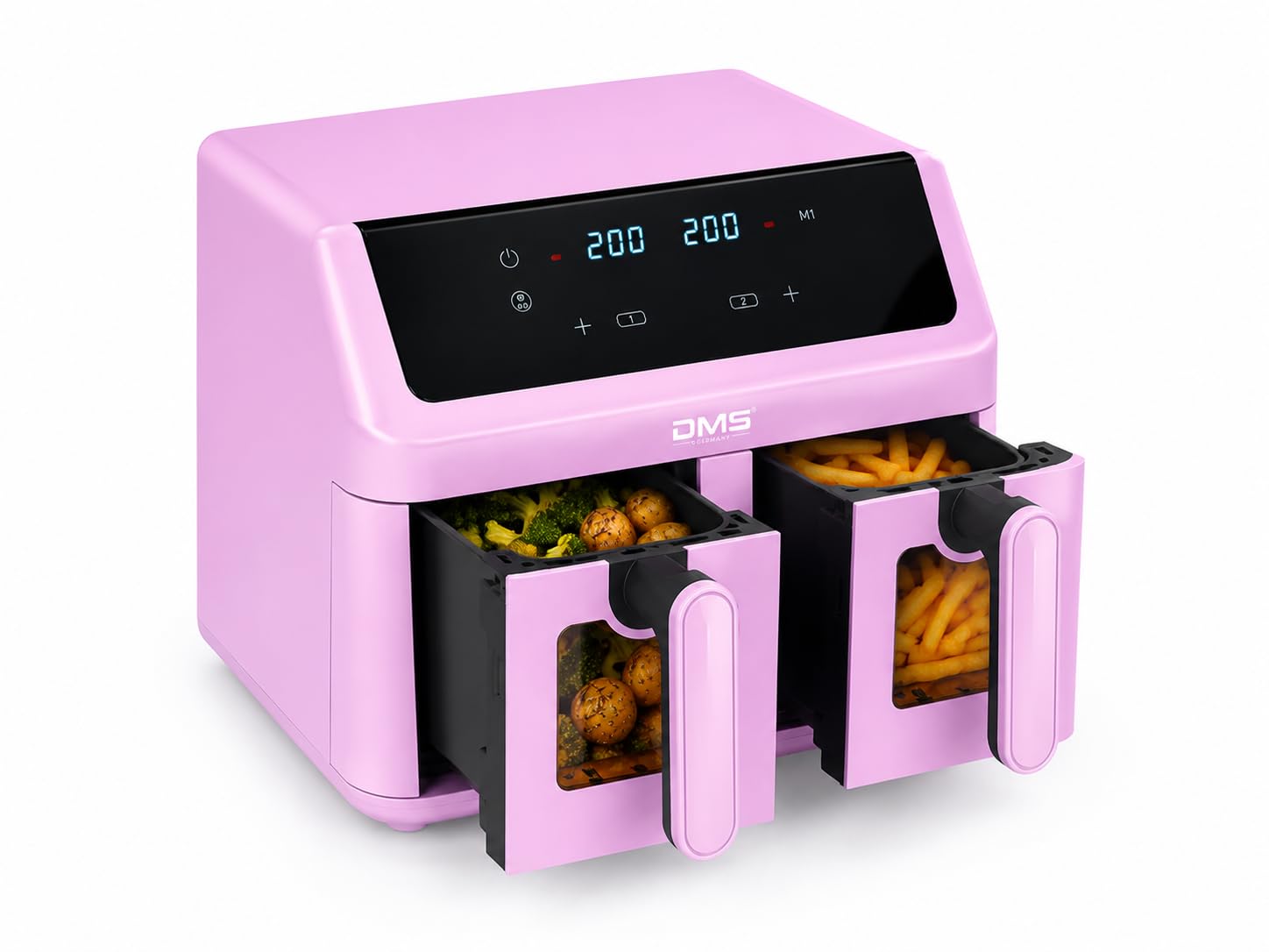 DMS® Doppelkammer Heißluftfritteuse 9L 2000W Air Fryer, Digitales Touch-Display, Dual Zone, 8 Automatikprogramme, 65–200°C