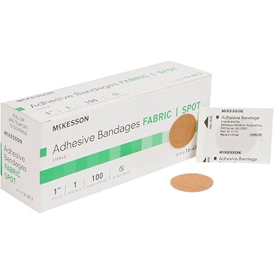 McKesson Adhesive Bandages, Sterile, Fabric Spot, 1 in, 100 Count, 1 Pack
