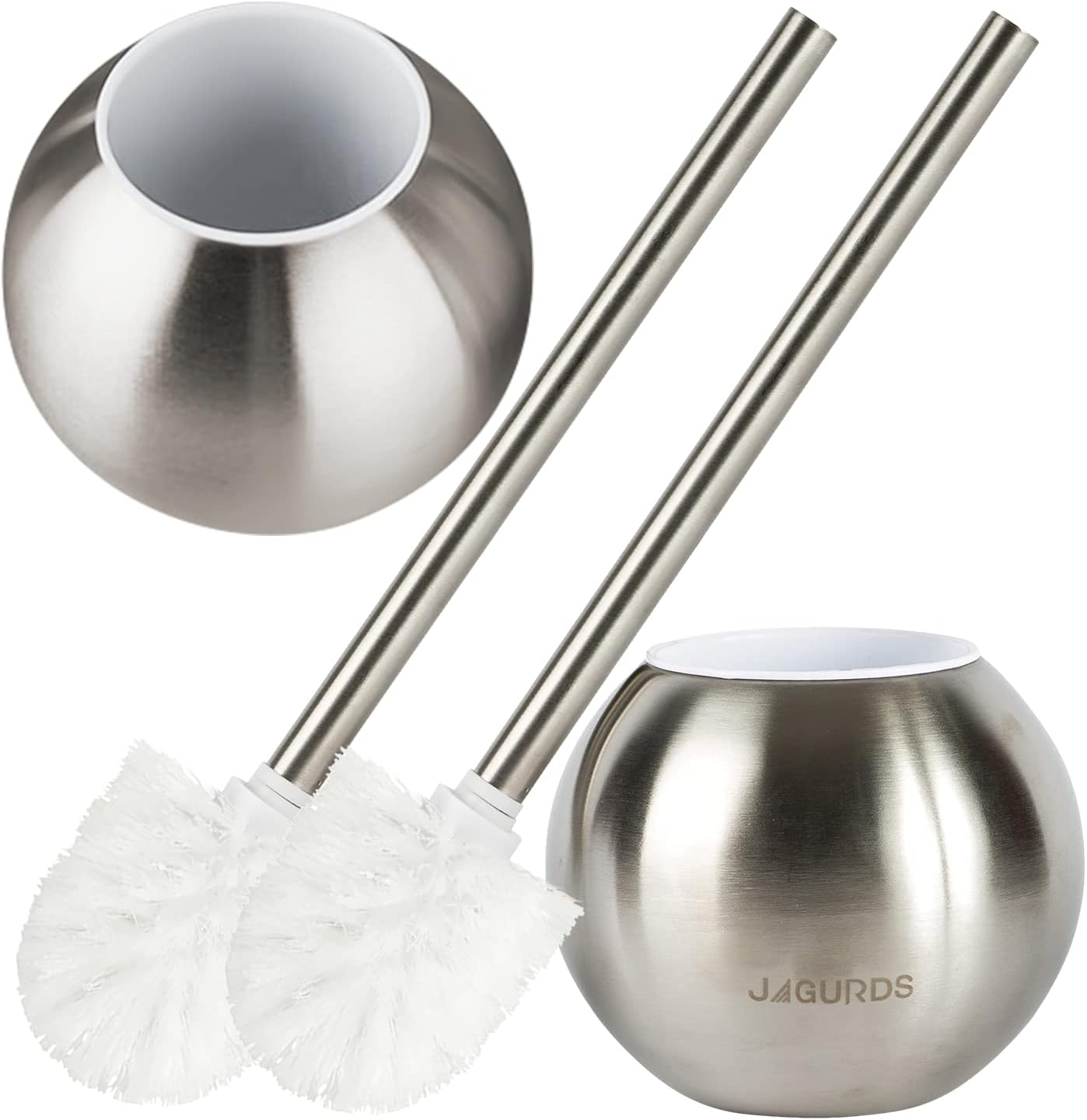 JAGURDS Toilet Brush and Holder, 2 Pack Stainless Steel Toilet Brush and Holder Set for Bathroom, Toilet Bowl Brush Modern Toilet Scrubber Brush : Health & Household