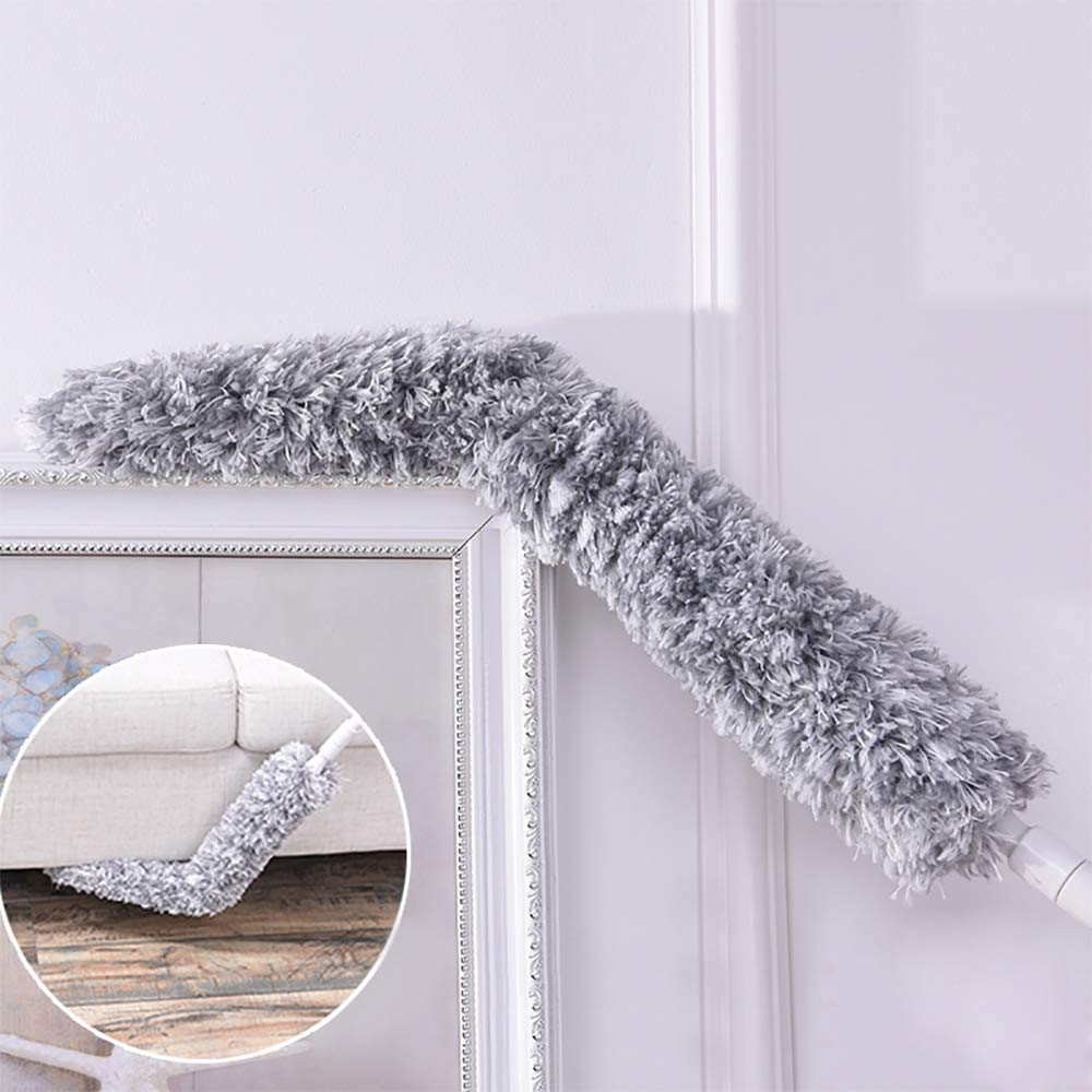 Microfiber Dusters, Extra Long Dust Brush with Extension Pole, Adjustable Duster Household Dusting Brush, Long Handled Telescopic Duster For Cleaning High Ceiling Fans,Blinds,Cobweb,Cars (A-Bendable)