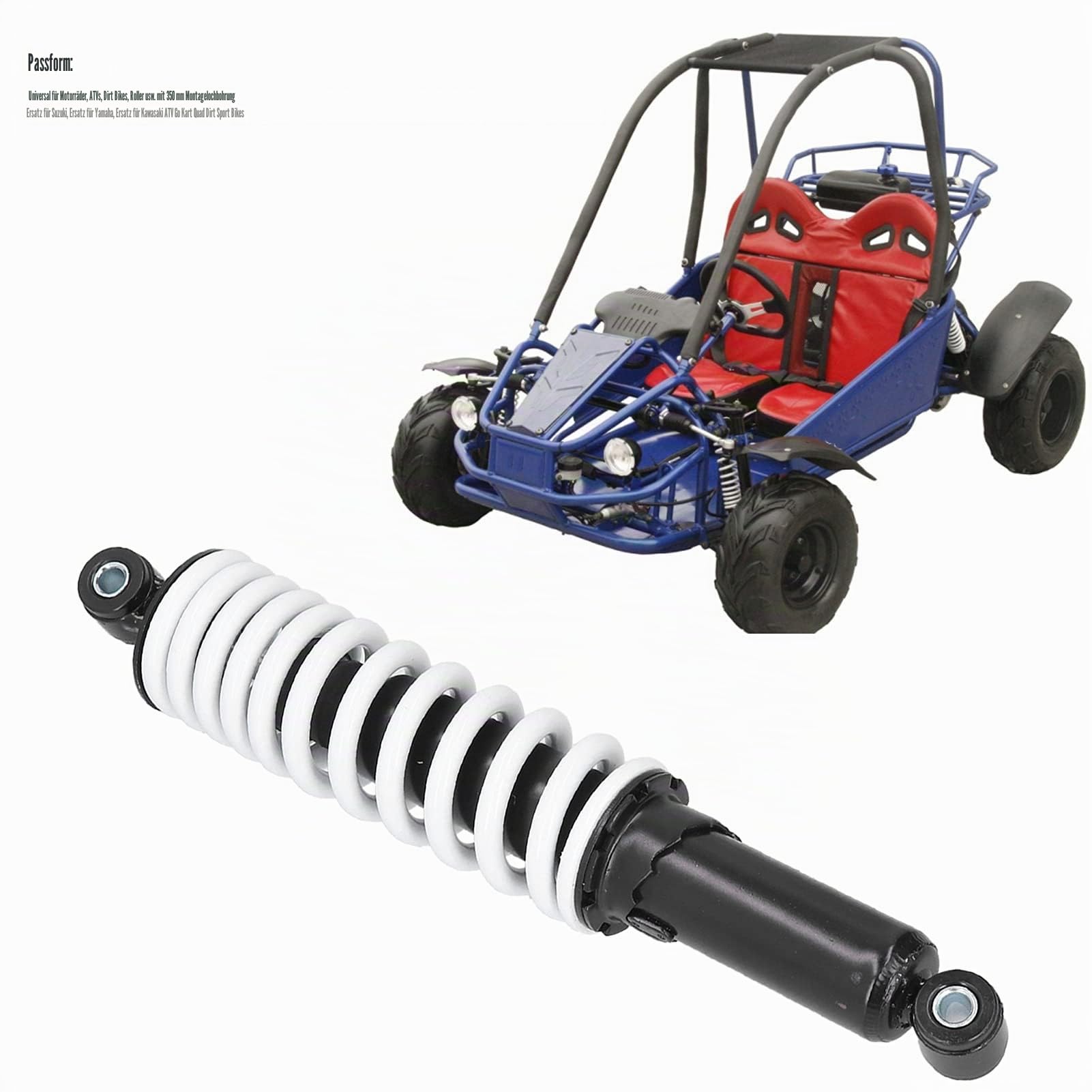 Yctze 350mm Motorrad Stoßdämpfer, Einstellbar - Kompatibel mit ATV, Go Kart, Quad Dirt und Sportbikes