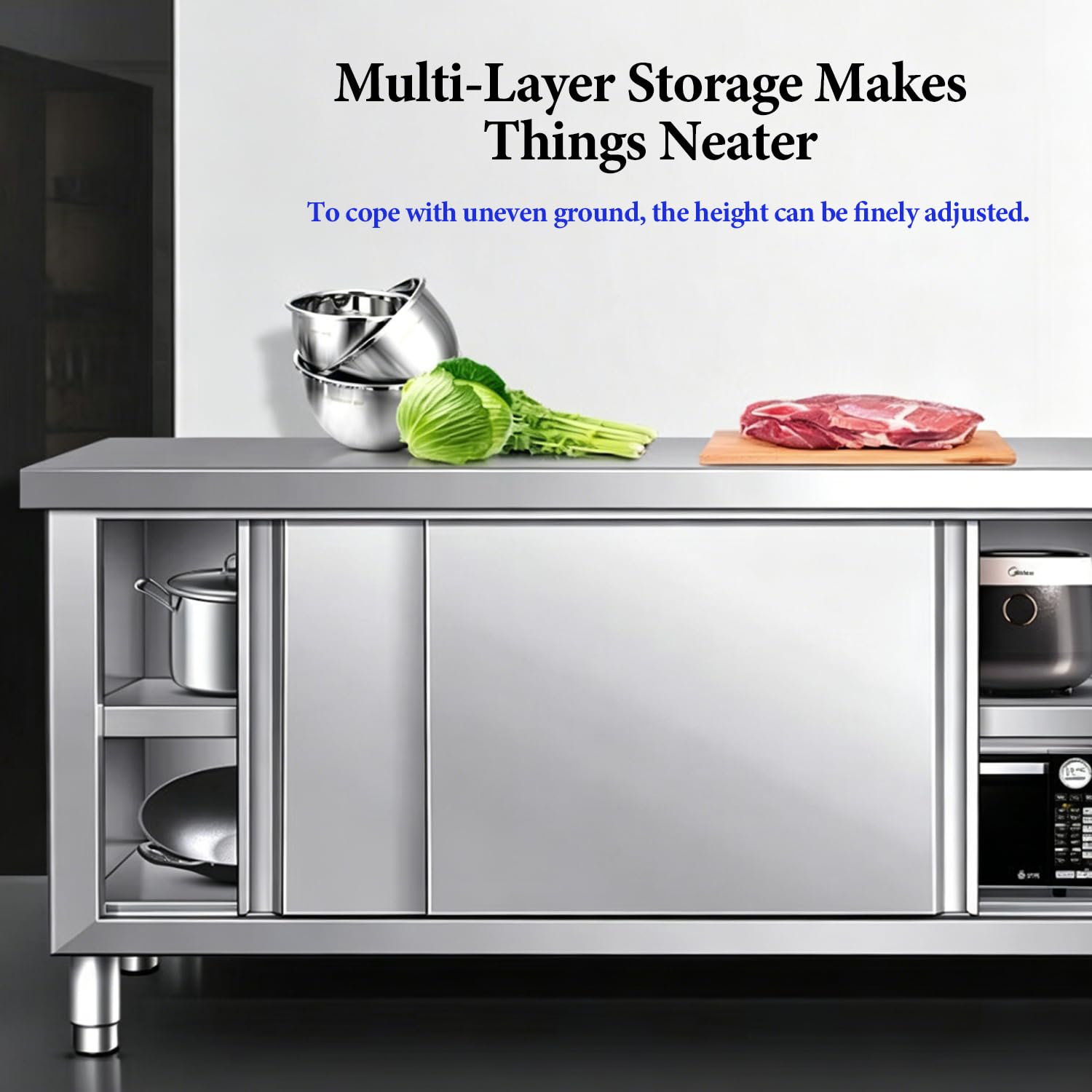 Tavolo in Acciaio Inox con Ampio vano portaoggetti, Tavolo Pre-assemblato Professionale e Resistente, Ideale per Cucina Domestica, Ristorante, Garage e Magazzino,59 * 31.5in