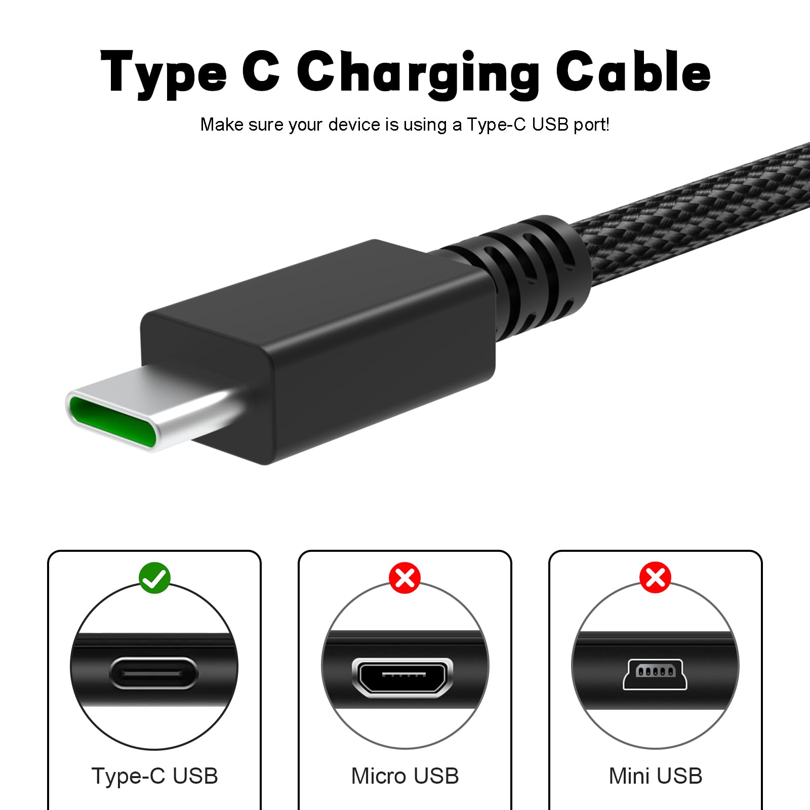 Cable de carga USB tipo C compatible con Razer BlackWidow V4 Pro/V4/V3 Pro/V3 Mini, Deathstalker V2 Pro/V2, Huntsman Mini/V3 Pro, controlador Wolverine V3, teclado Ducky One 2/3