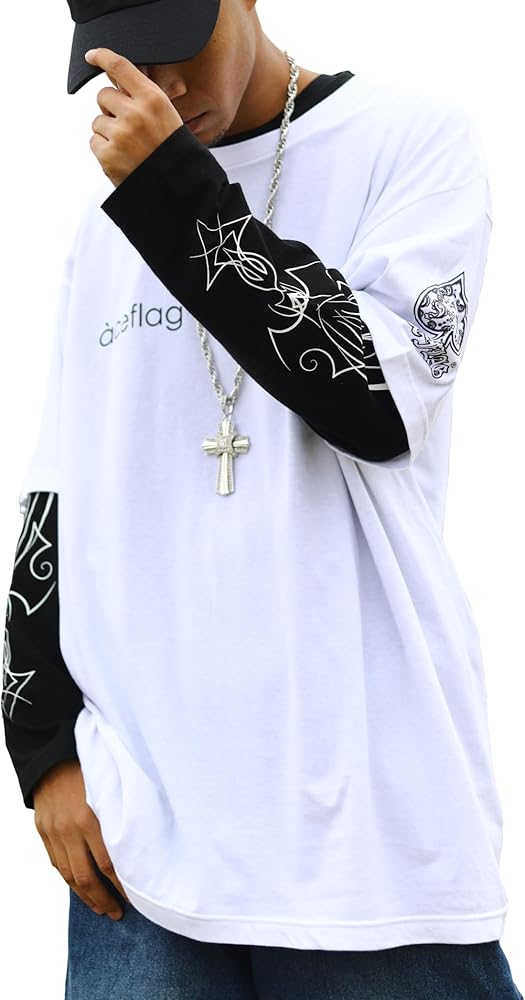 Amazon | [エースフラッグ] セットアップ 重ね着 半袖 Tシャツ 長袖