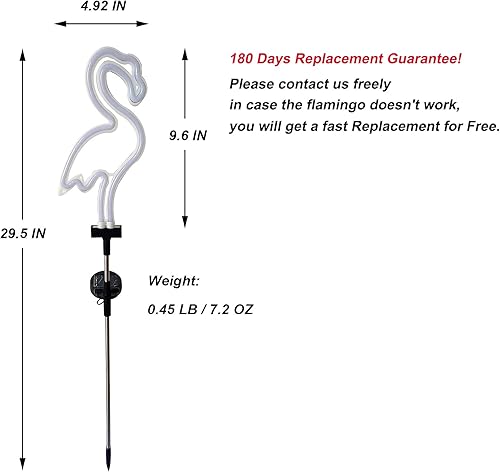 Miniatura 7 de Luces solares de estaca de jardín de flamenco, juego de 2 luces solares para exteriores para césped, patio, pasarelas, iluminación rosa neón (30