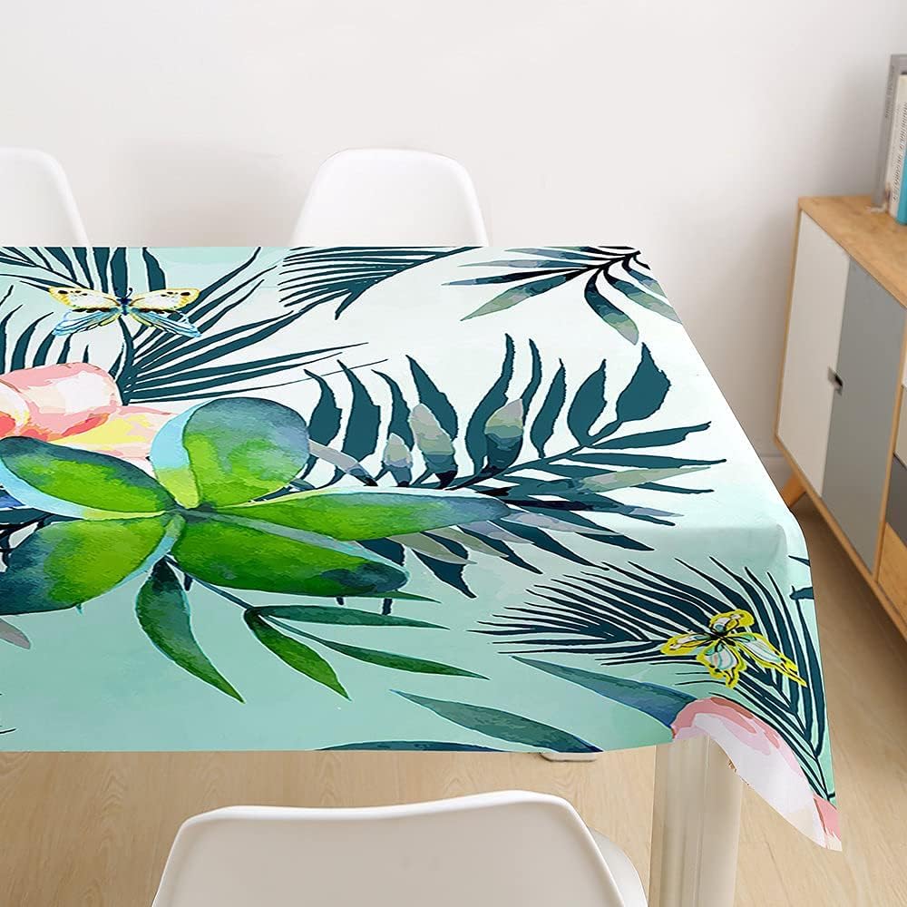 Tovaglia Antimacchia Rettangolare/Quadrata Fiori Tropicali, Tovaglie da Tavolo Impermeabile Poliestere Piante Tropicali 3D, per Natalizia Cucina Feste Giardino, 200x200 cm A/B1096