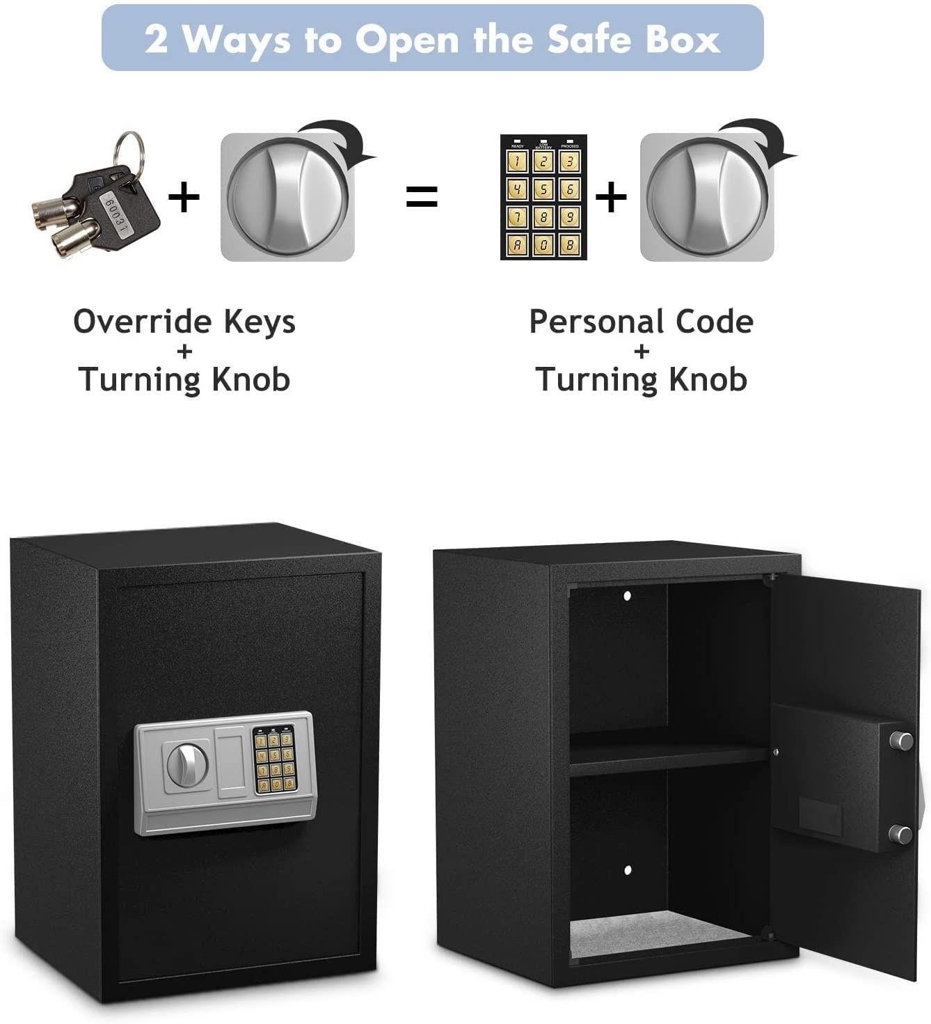 Caja Fuerte Ignífuga E Impermeable, Armario Electrónico Digital De Acero Inoxidable, Caja De Seguridad con Teclado De Gran Tamaño Y Sólida para El Hogar.,