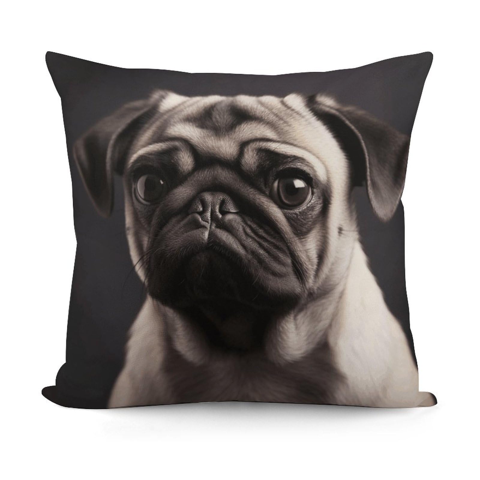 VstaDank Pug Pillow Covers Soft Plush Decorative Square Pillow Cover Modern Breathable Pillowcases Pillowcase with Invisible Zipper 18x18 Inches for Sofa Living Room